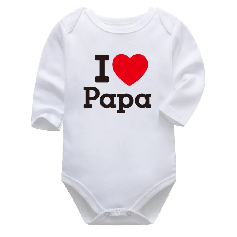 Baby Boys Girls Romper Cotton Long Sleeve Letter Print I Love Mom & Dad Jumpsuit Infant Clothing Newborn Baby Clothes