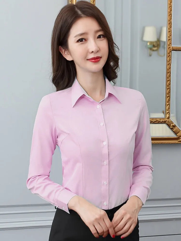 Shop Women's White Long-Sleeve Formal Shirt - Professional & Stylish Workwear