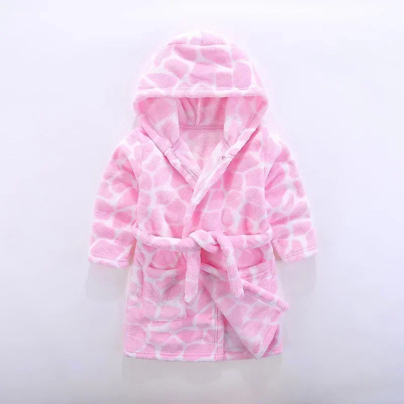 Boys Girls Hooded Bathrobe Toddler Rabbit Anime Cartoon Towel Beach Children's Sleepwear Baby Kids Bath Robes Pyjamas Nightgown