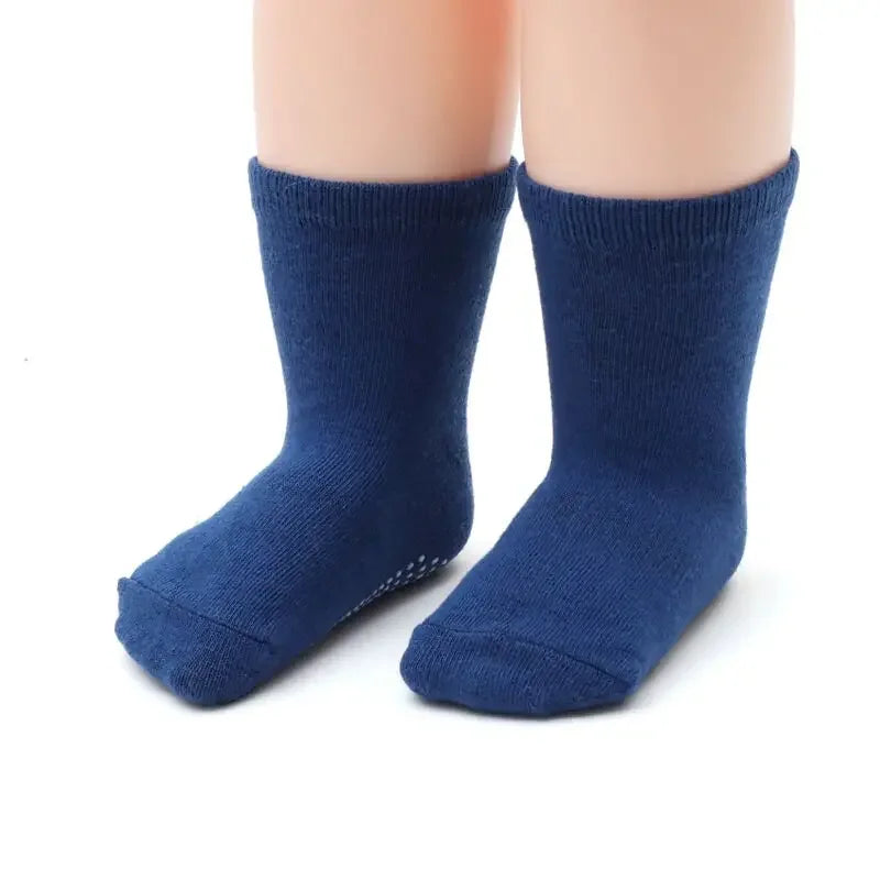 6-Pack Kids' Cotton Non-Slip Grip Socks - Anti-Slip Boat Socks for Boys (1-3 Years)