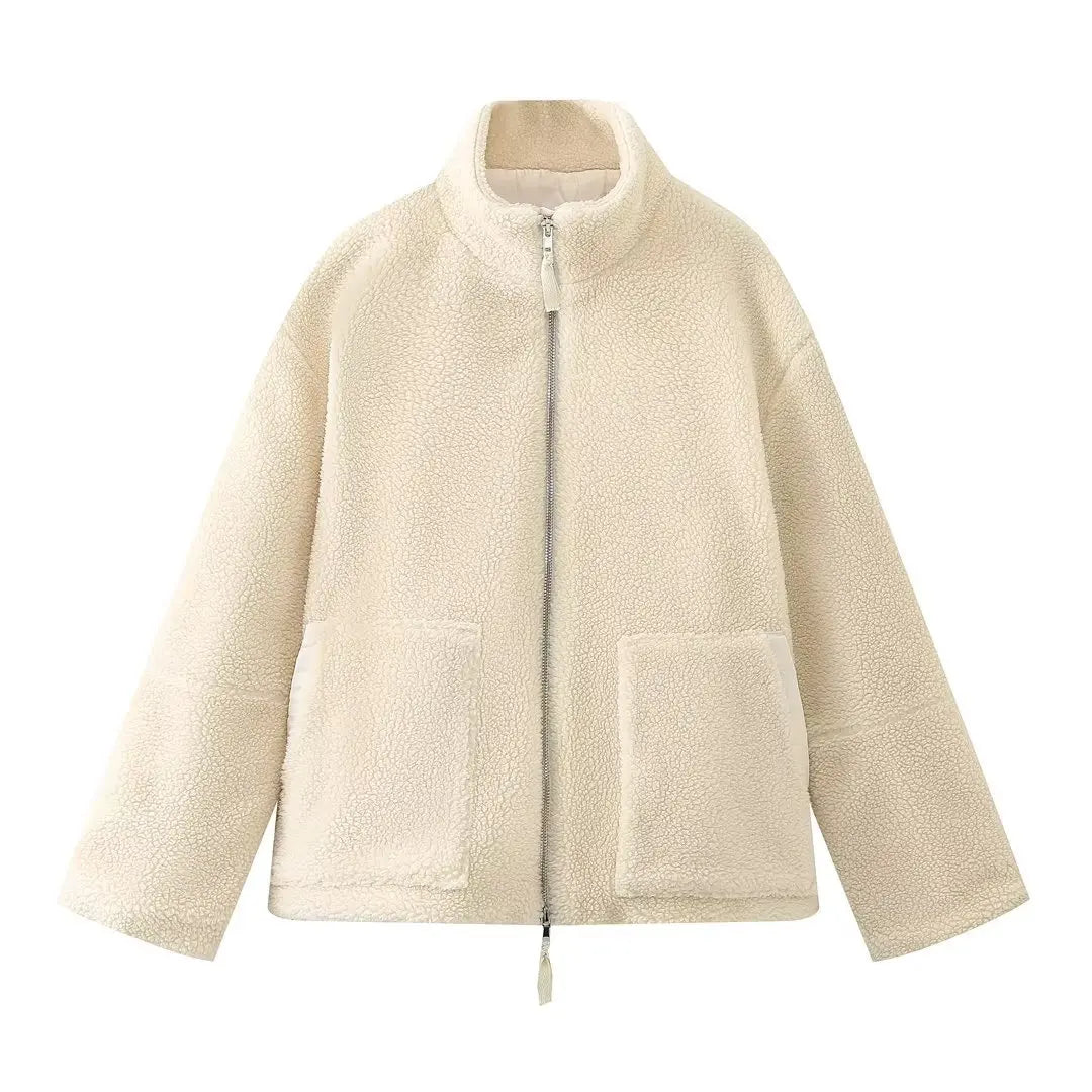 Shop Women's Oversized Teddy Fleece Coat - Warm Plush Lamb Wool Jacket