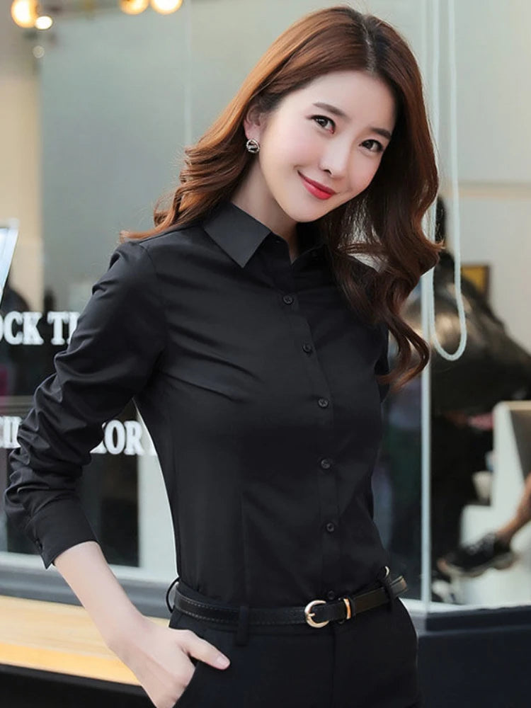 Shop Women's White Long-Sleeve Formal Shirt - Professional & Stylish Workwear