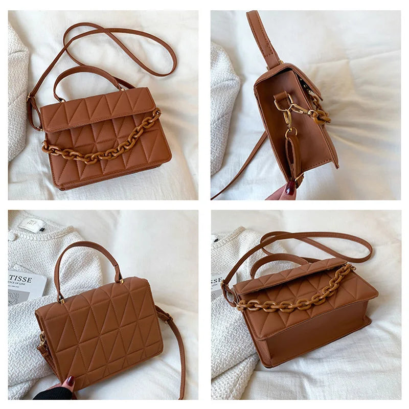 Shop Chic Plaid Crossbody Bag with Chain Accent for Everyday Use
