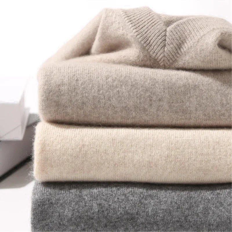 Cashmere Sweater Men's V-Neck Pullover Autumn Winter Warm Mens Woollen Jumper Jersey Rope Hombre Pull Homme Plus Size M-5XL