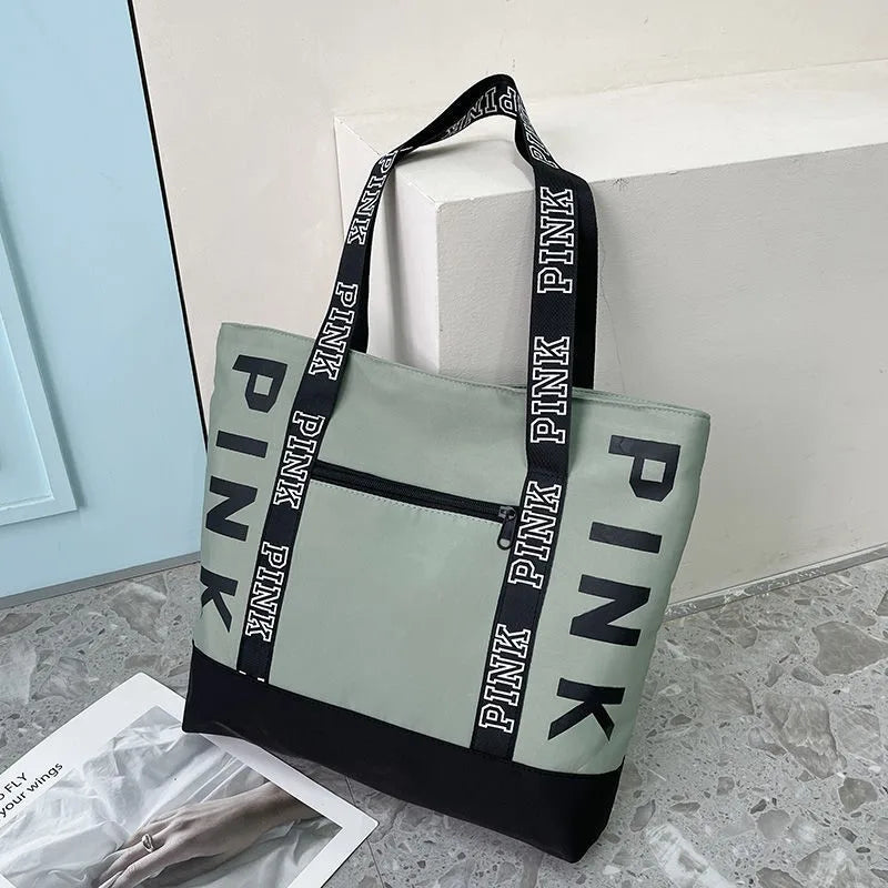 Shop Chic Nylon Tote: Stylish Multi-Color Shoulder Bag