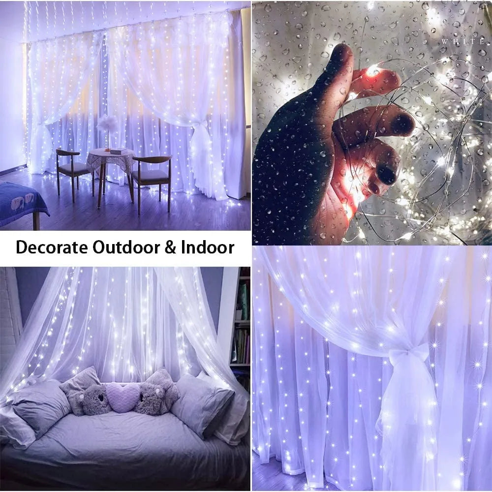 Shop LED Fairy Curtain Lights - 8 Modes, Remote & USB Powered for Festive Decor