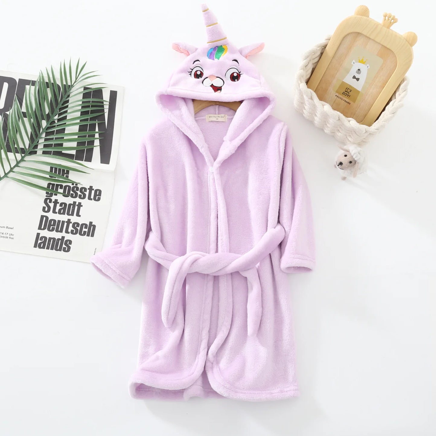 Boys Girls Hooded Bathrobe Toddler Rabbit Anime Cartoon Towel Beach Children's Sleepwear Baby Kids Bath Robes Pyjamas Nightgown