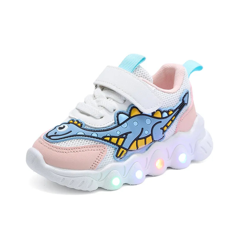LED Light-Up Kids Sneakers - Breathable Cartoon Shoes