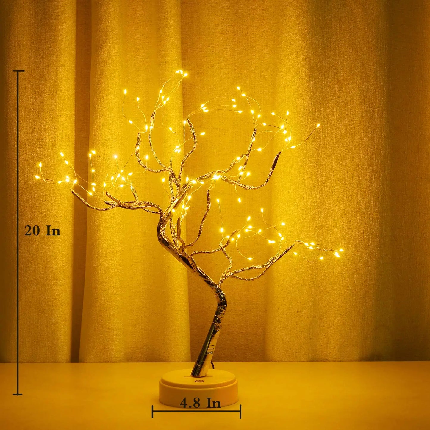 108LED Fairy Sparkly Tree Table Lamp Remote Control USB&3AA Powered DIY Bonsai Artificial Tree Light Bedroom Desktop Night Light