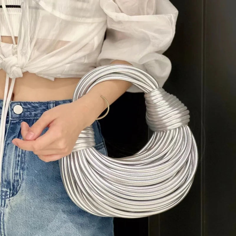 Shop Chic Handwoven Gold & Silver Hobo Clutch