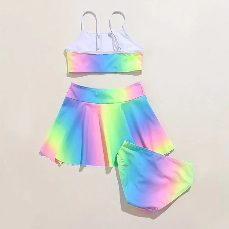 Shop Trendy 3-Piece Rainbow Swimsuit Set for Girls