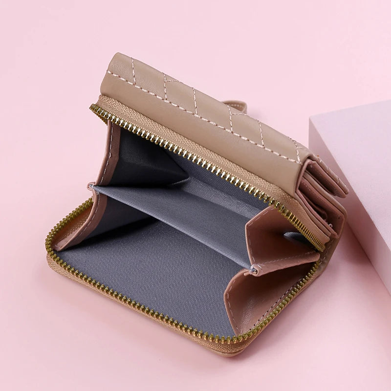 Shop Women's Tri-Fold Wallet - Minimalist Embroidered Love Design