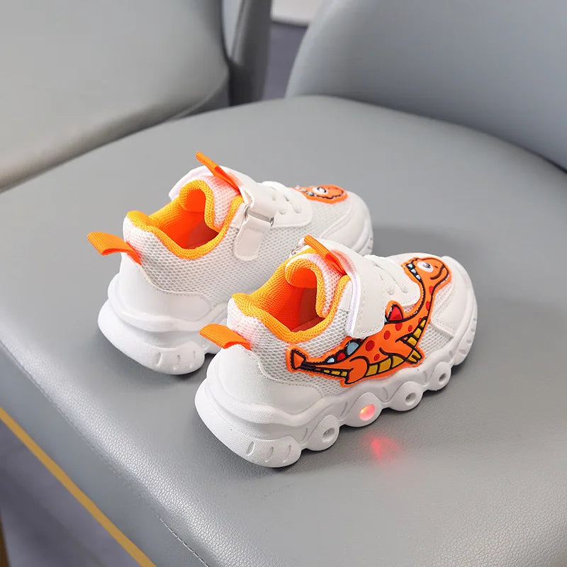 LED Light-Up Kids Sneakers - Breathable Cartoon Shoes