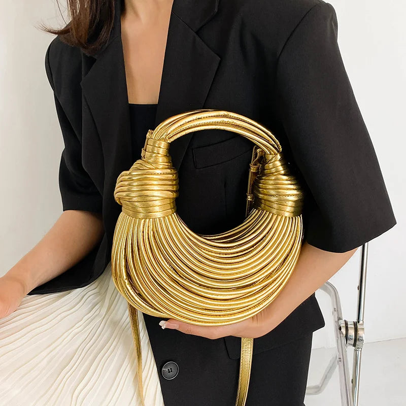 Shop Chic Handwoven Gold & Silver Hobo Clutch