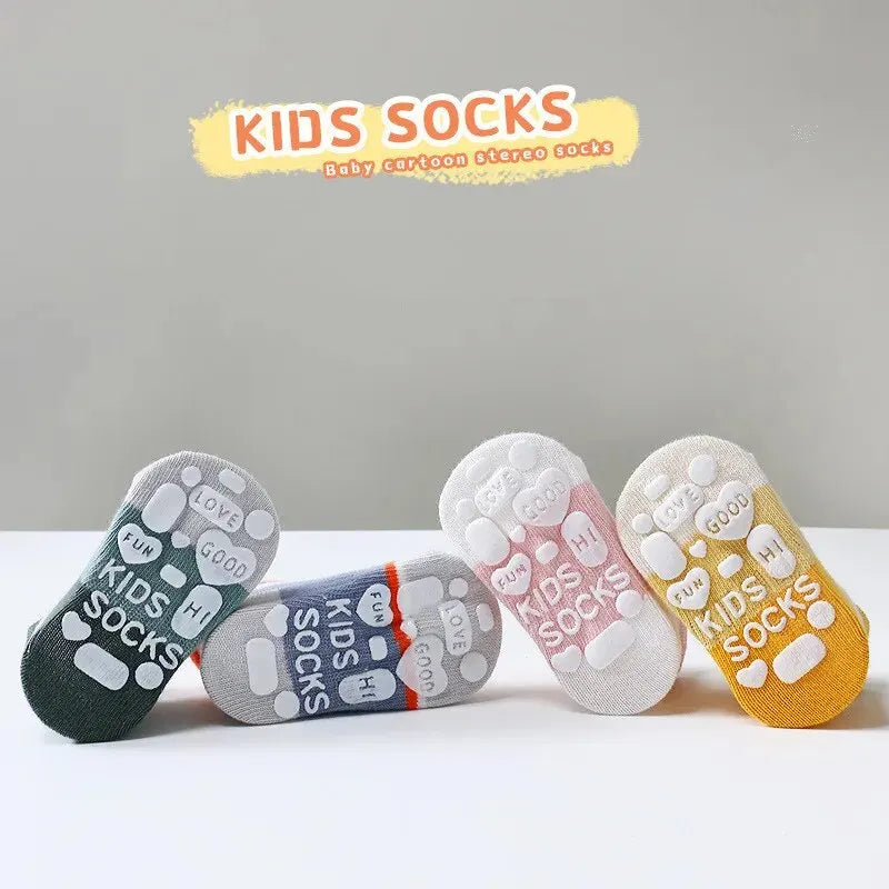 5-Pack Baby Anti-Slip Socks - Solid & Stripe for Newborns (0-5 Years)