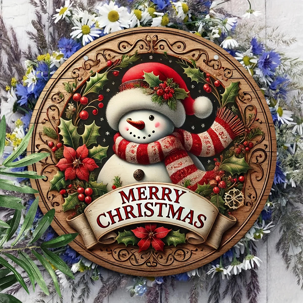 1pc,Christmas Dwarf Trio Wooden Logo -8x8 inch Wall Mounted Decoration - Welcome Logo for Rural Farmhouses