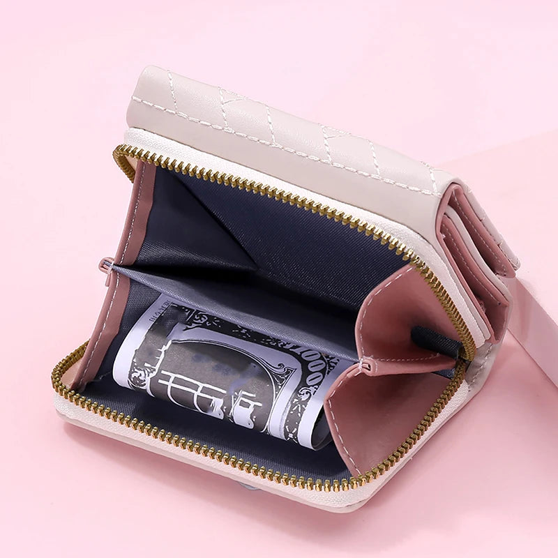Shop Women's Tri-Fold Wallet - Minimalist Embroidered Love Design