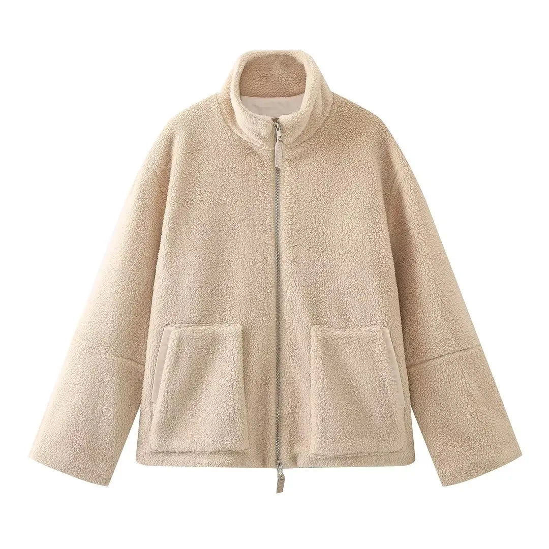 Shop Women's Oversized Teddy Fleece Coat - Warm Plush Lamb Wool Jacket