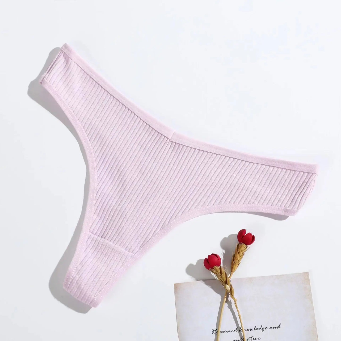 Shop 4-Piece Cotton Women's Breathable Thongs - Striped G-String Lingerie