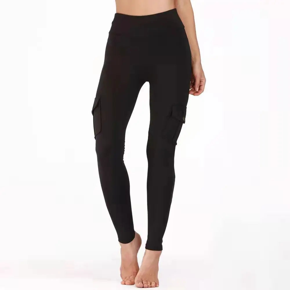 Pockets Gym Leggings Women High Waist Fashion Fitness Pants Skinny Stretch Outdoors Comfortable Sport Leggings