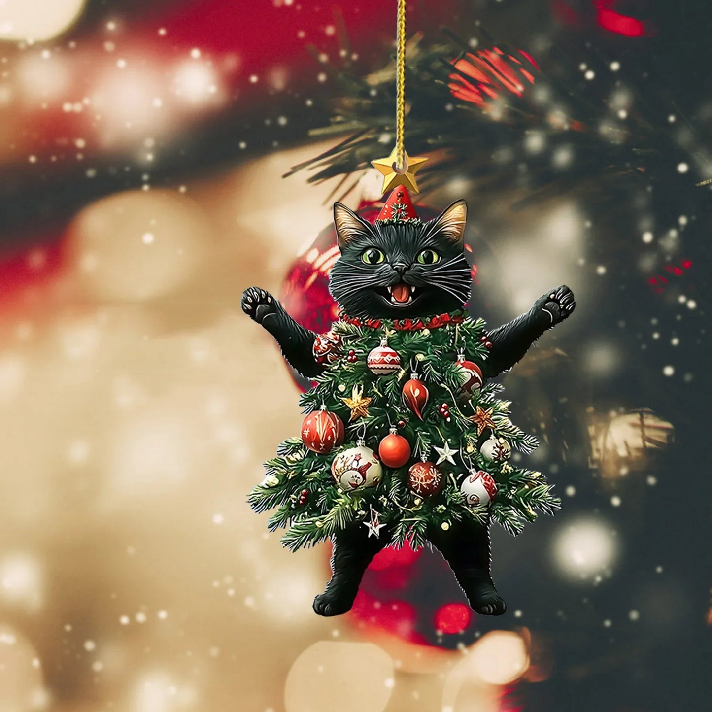 1PCS Christmas Tree Pendants Acrylic Cute Cat Hanging Ornaments for Wall Xmas Tree Decorations Party Supplies New Year Gifts