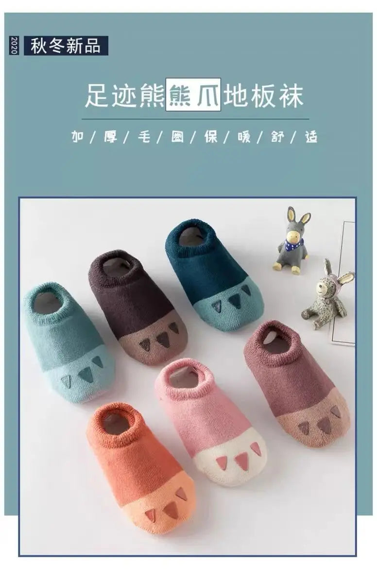 1 Pairs Boys Infant Walking Socken Girls Kids Anti Slip Floor Sock Fashion Solid Color Cotton Newborn Baby Socks