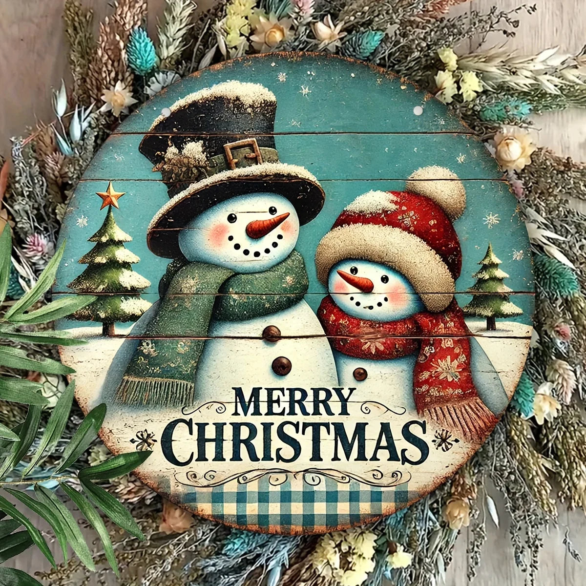 1pc,Christmas Dwarf Trio Wooden Logo -8x8 inch Wall Mounted Decoration - Welcome Logo for Rural Farmhouses