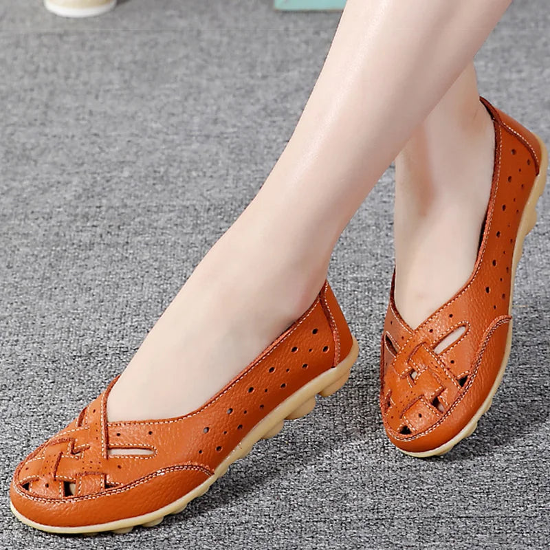 Breathable Leather Flat Shoes