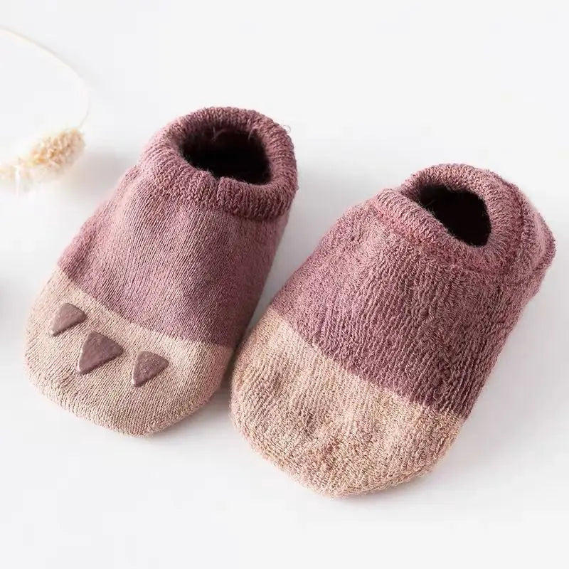 1 Pairs Boys Infant Walking Socken Girls Kids Anti Slip Floor Sock Fashion Solid Color Cotton Newborn Baby Socks
