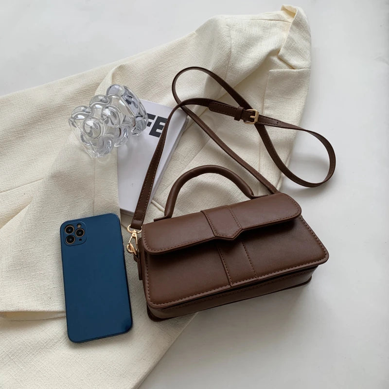 Shop Chic Black PU Leather Shoulder Bag - Vintage Crossbody Satchel