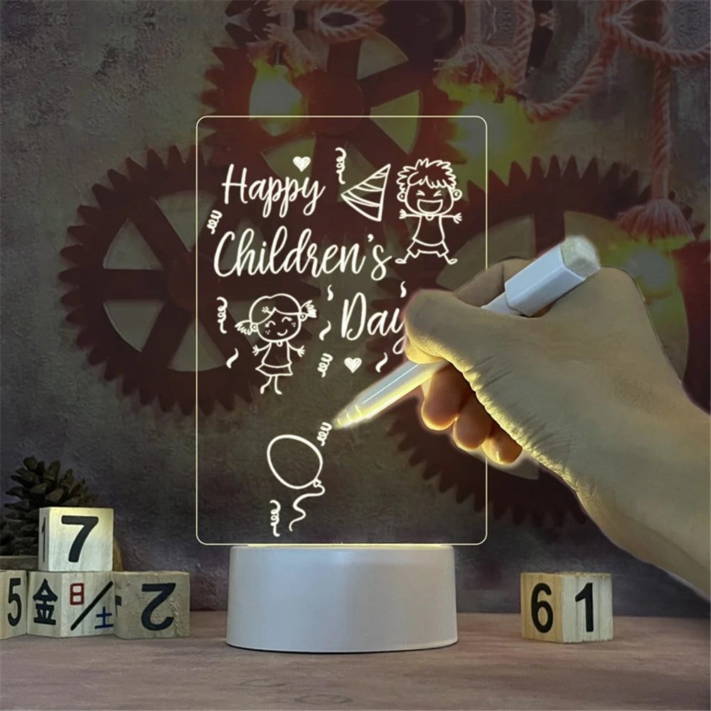 Shop LED Night Light & Message Board - Erasable Acrylic Desktop Decor