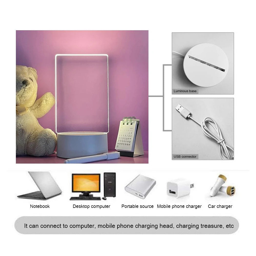 Shop LED Night Light & Message Board - Erasable Acrylic Desktop Decor