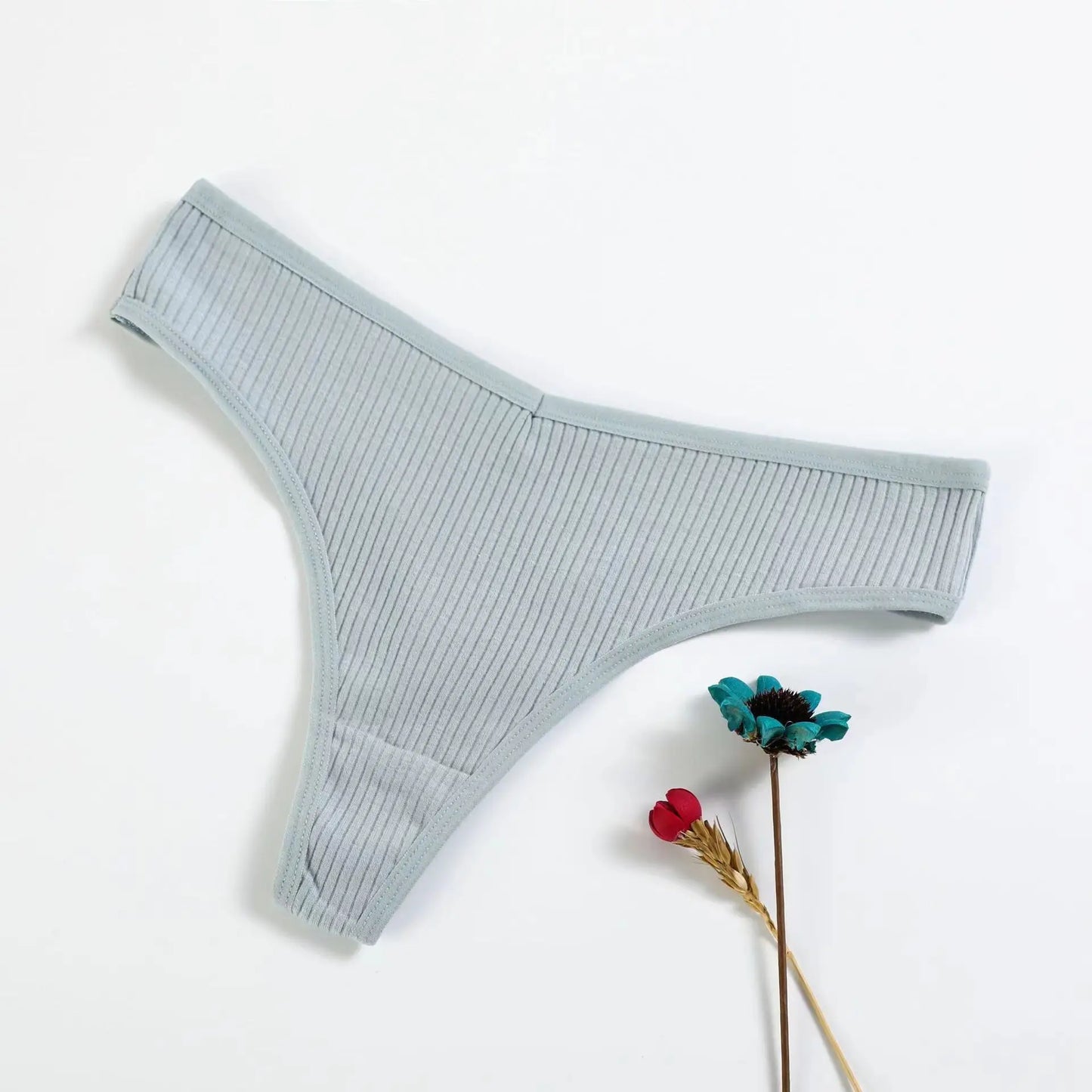 Shop 4-Piece Cotton Women's Breathable Thongs - Striped G-String Lingerie
