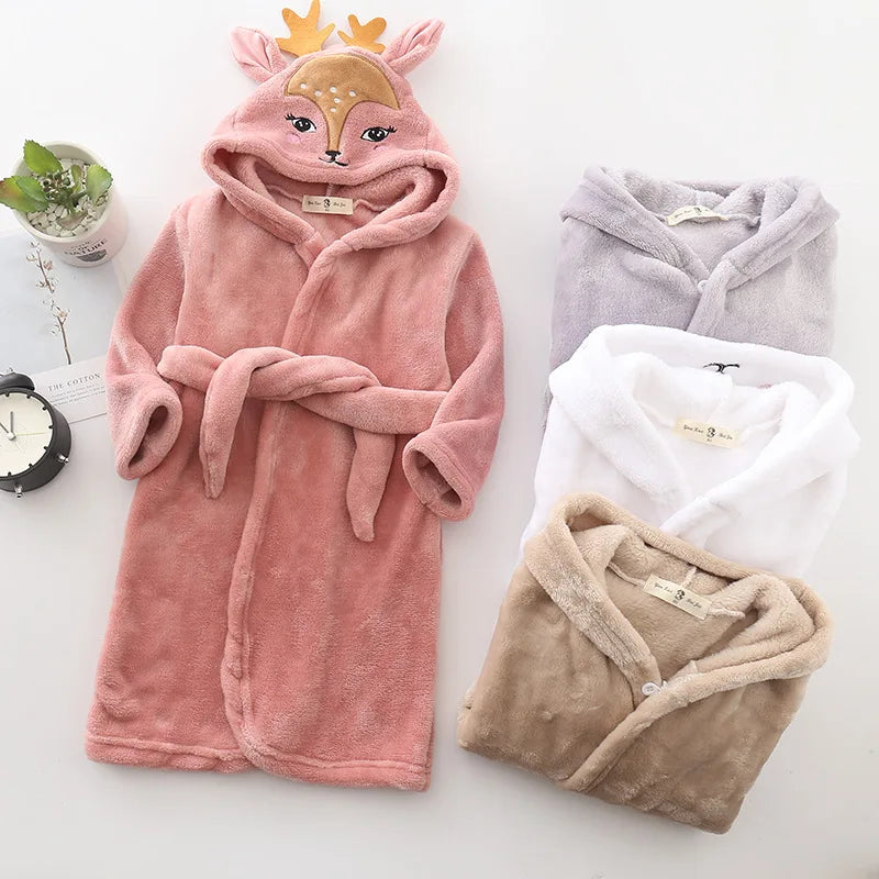 Boys Girls Hooded Bathrobe Toddler Rabbit Anime Cartoon Towel Beach Children's Sleepwear Baby Kids Bath Robes Pyjamas Nightgown