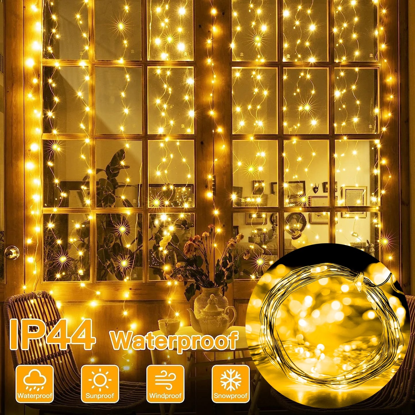 Shop LED Fairy Curtain Lights - 8 Modes, Remote & USB Powered for Festive Decor