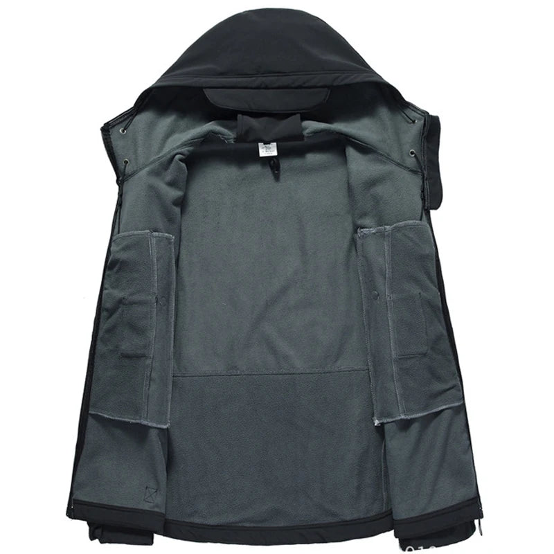 Outdoor Jackets Men Shark Skin Soft Shell Tactical Waterproof Windbreaker Jacket Mens Hooded Bomber Coats Hiking