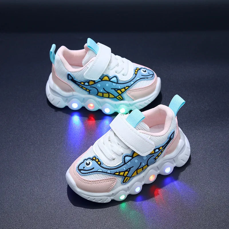 LED Light-Up Kids Sneakers - Breathable Cartoon Shoes