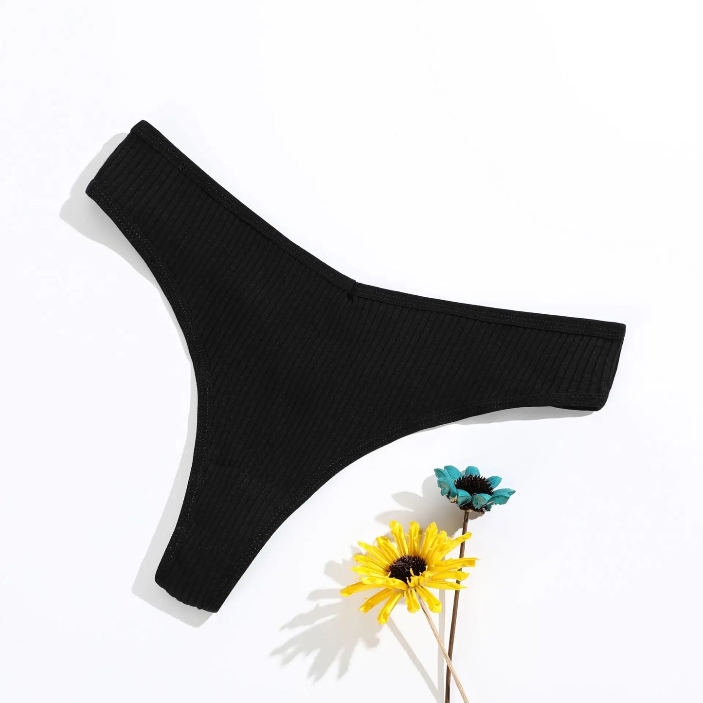 Shop 4-Piece Cotton Women's Breathable Thongs - Striped G-String Lingerie