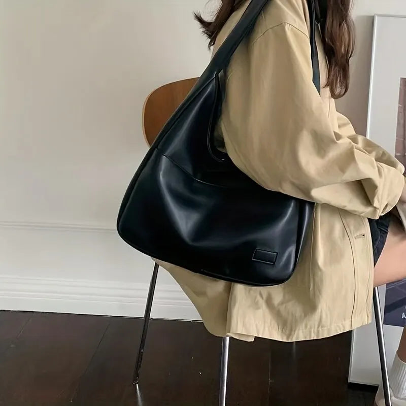 Shop Women's PU Leather Hobo Bag - Stylish, Spacious Shoulder Handbag for School & Work