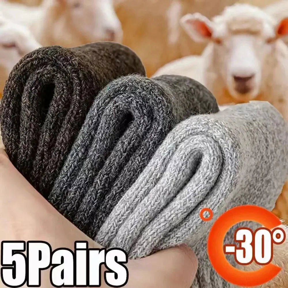 Men’s & Women’s Winter Wool Socks - 5-Pack Soft & Warm