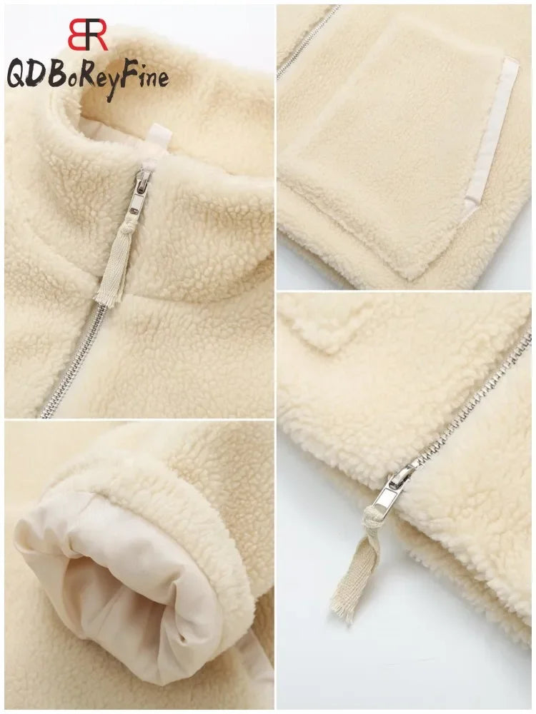 Shop Women's Oversized Teddy Fleece Coat - Warm Plush Lamb Wool Jacket