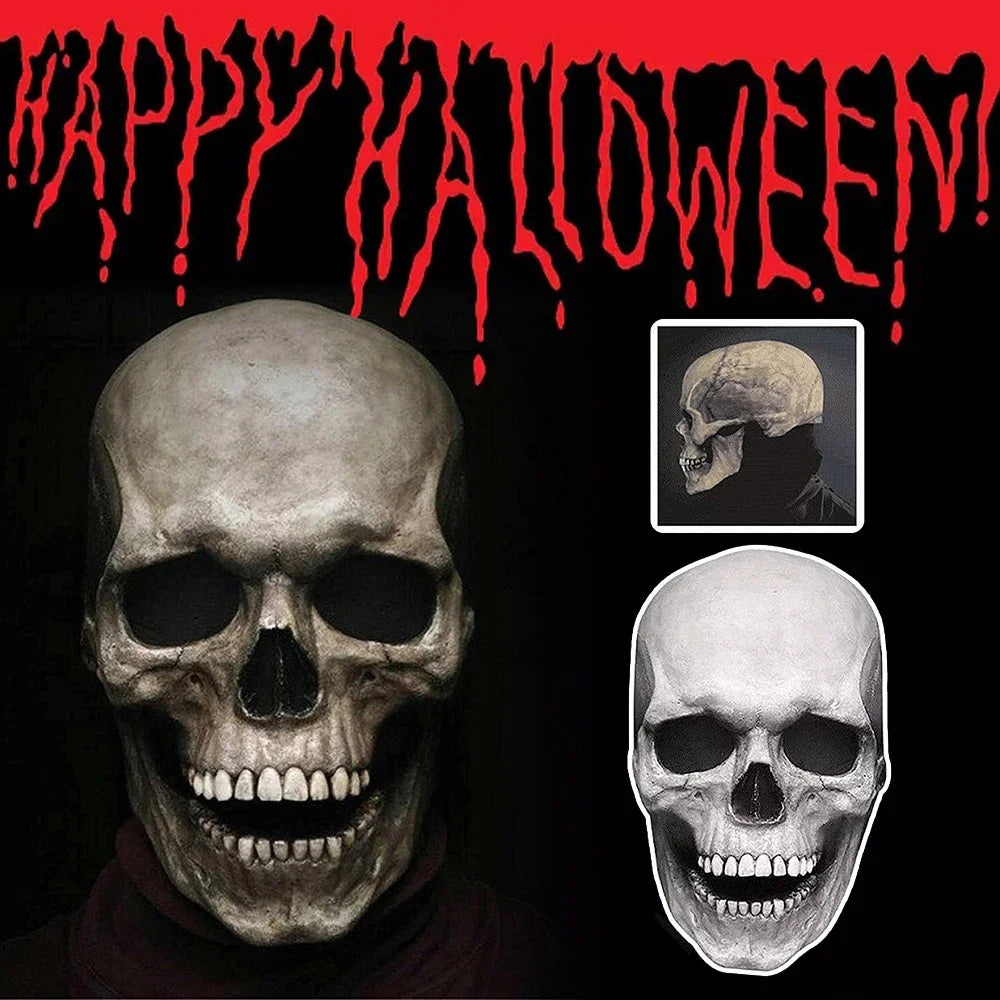 Halloween Mask Latex Skull Mask Horror Decoration Full Head Skull Helmet Movable Jaw Masque Gifts Party Costume Mask