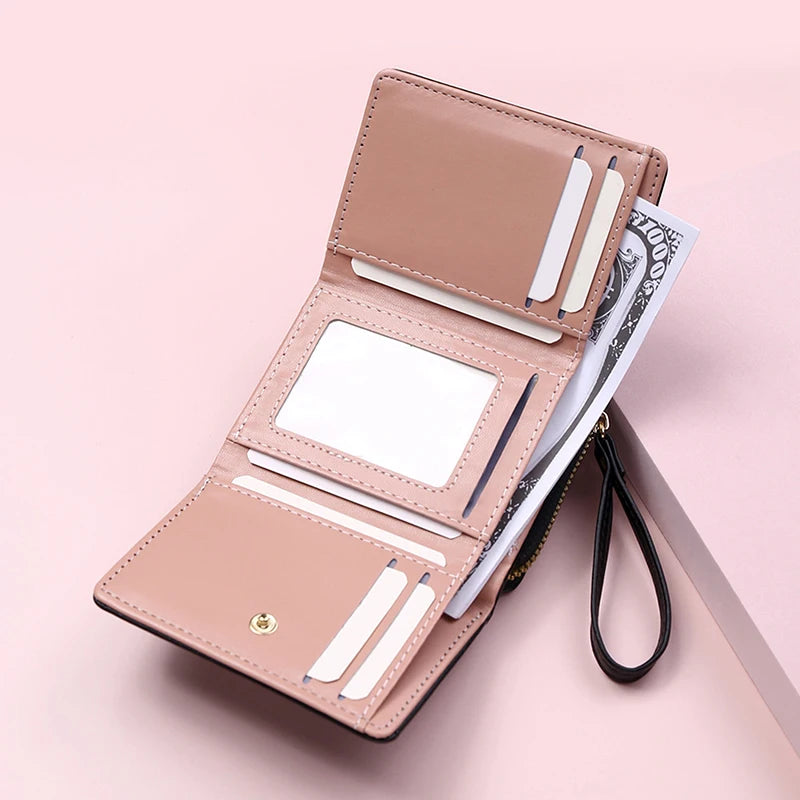 Shop Women's Tri-Fold Wallet - Minimalist Embroidered Love Design