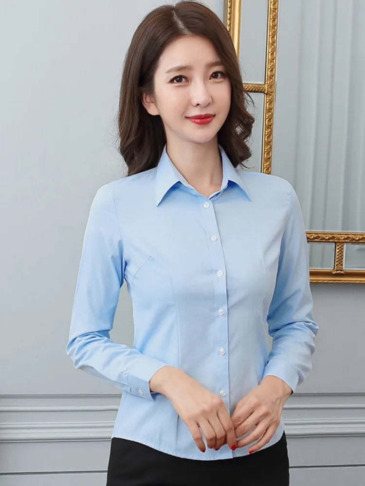Shop Women's White Long-Sleeve Formal Shirt - Professional & Stylish Workwear