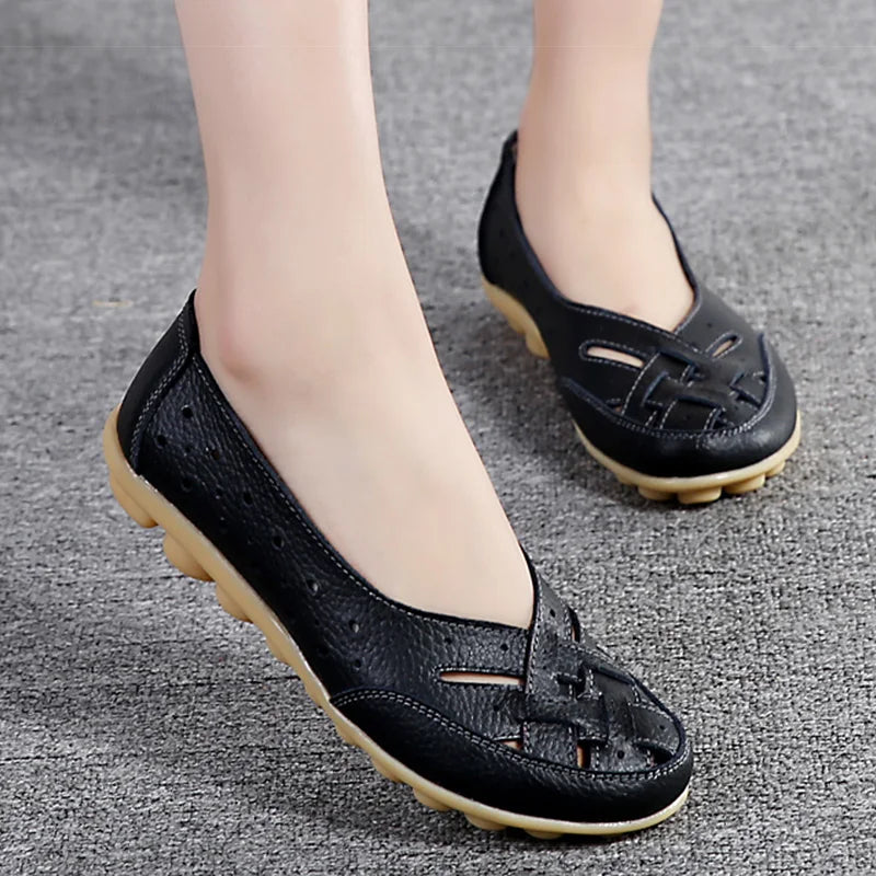 Breathable Leather Flat Shoes