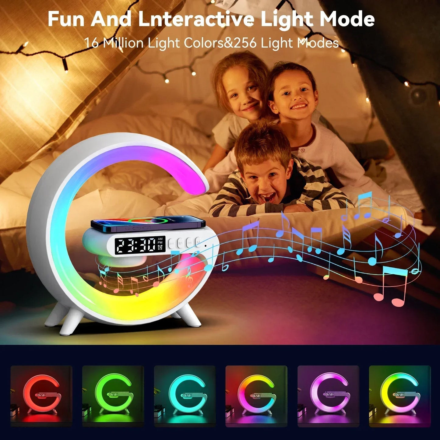 Shop Multifunction Wireless Charger: RGB Light, Alarm Clock, Speaker, Fast Charging Dock