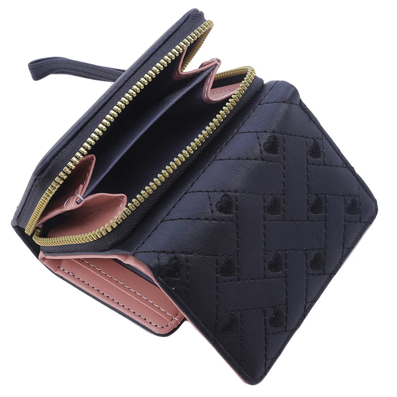 Shop Women's Tri-Fold Wallet - Minimalist Embroidered Love Design