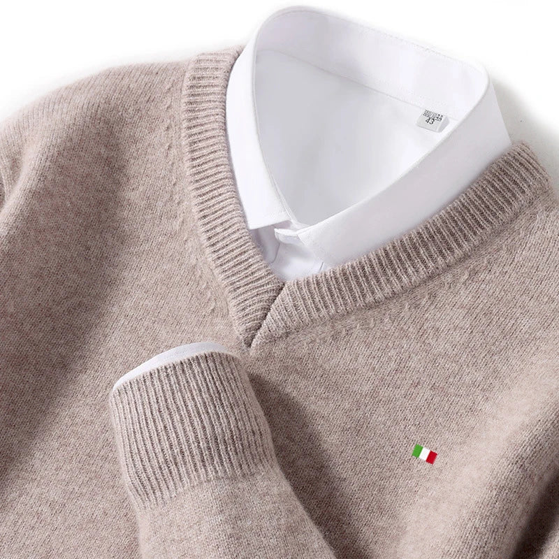 Cashmere Sweater Men's V-Neck Pullover Autumn Winter Warm Mens Woollen Jumper Jersey Rope Hombre Pull Homme Plus Size M-5XL