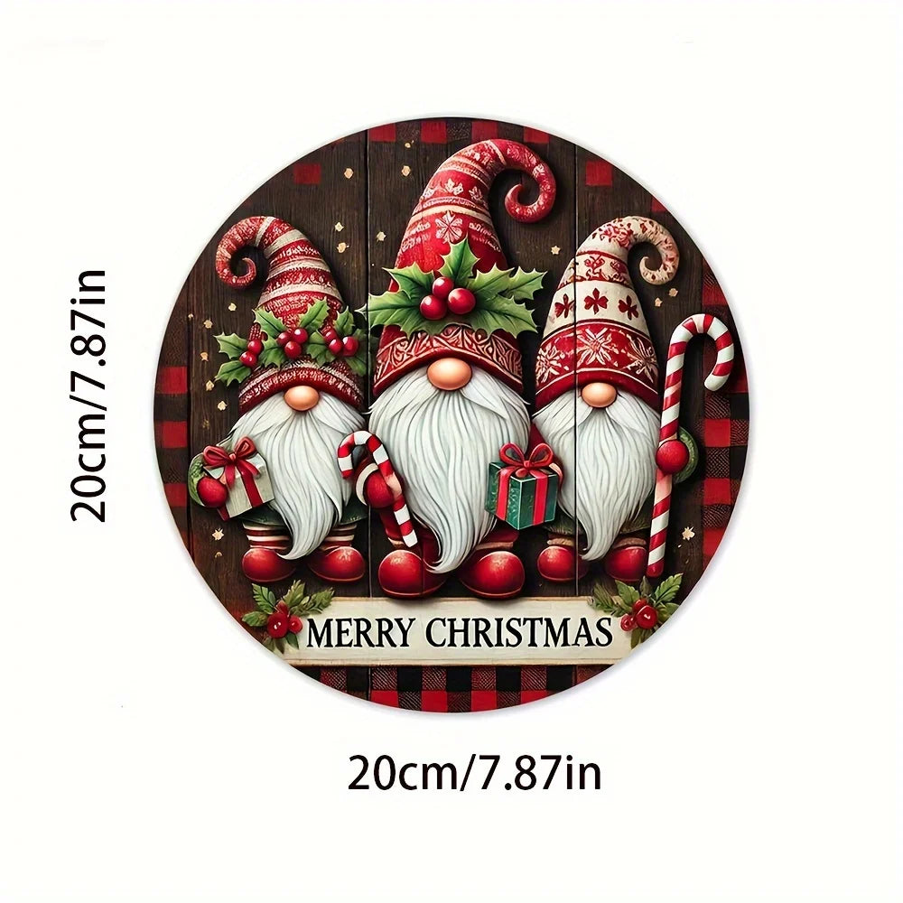 1pc,Christmas Dwarf Trio Wooden Logo -8x8 inch Wall Mounted Decoration - Welcome Logo for Rural Farmhouses