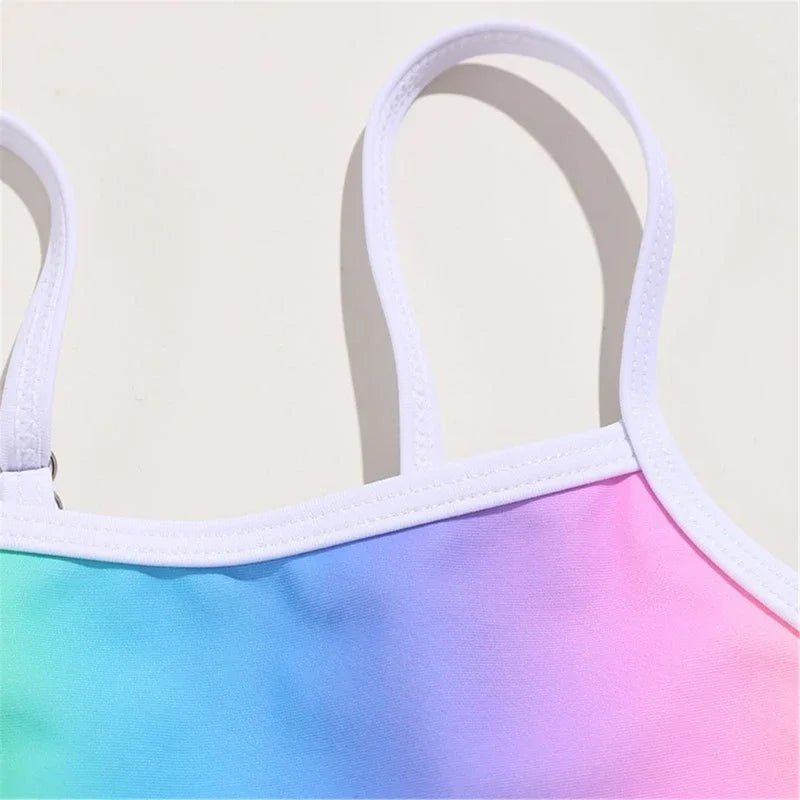 Shop Trendy 3-Piece Rainbow Swimsuit Set for Girls